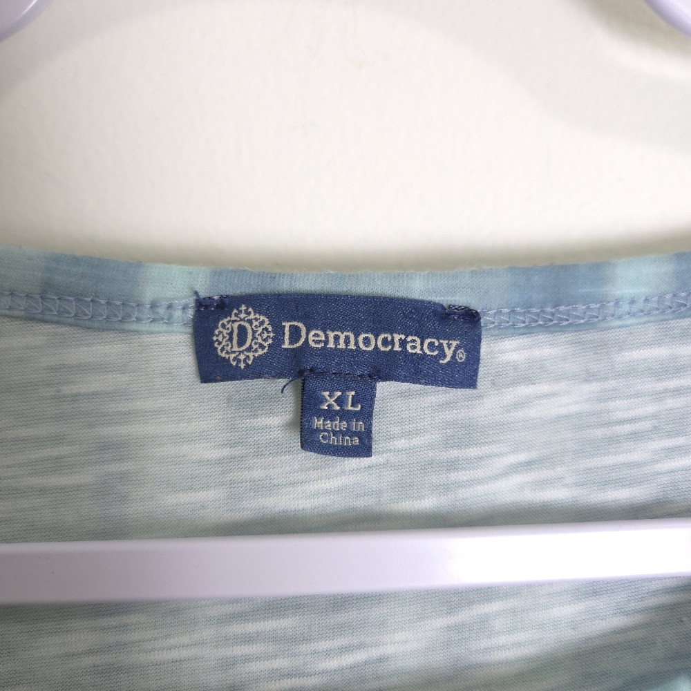 Democracy Ombré Tie Dye‎ Print Slub Knit Knot-Front Tee XL - Picture 8 of 9